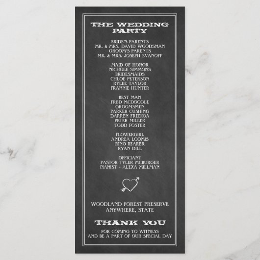 Landelijke Rustieke Chalkboard Schuur Trouwprogram Programmakaart (Achterkant)