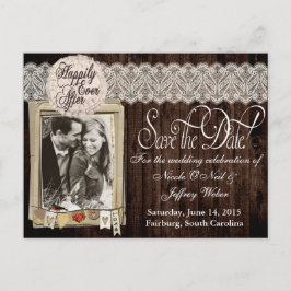 Landelijke Rustieke Foto Save the Date Wedding Kaa Aankondigingskaart