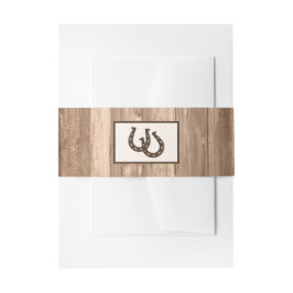 Landelijke Rustieke Hoefijzer & Bruine Houten Trou Uitnodigingen Wikkel