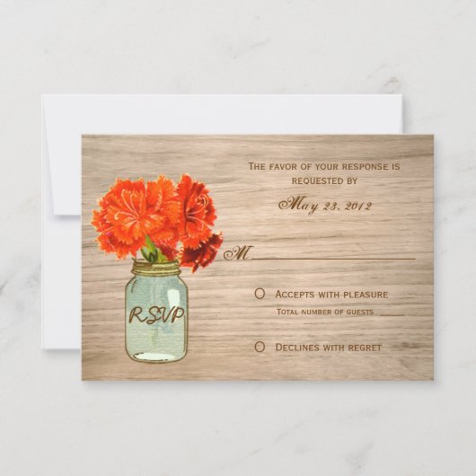 Landelijke Rustieke Mason Jar Bloemen RSVP (Voorkant)