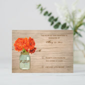 Landelijke Rustieke Mason Jar Bloemen RSVP (Staand voorkant)
