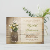 Landelijke rustieke Mason Jar Bruids Douche Uitnod Kaart (Staand voorkant)
