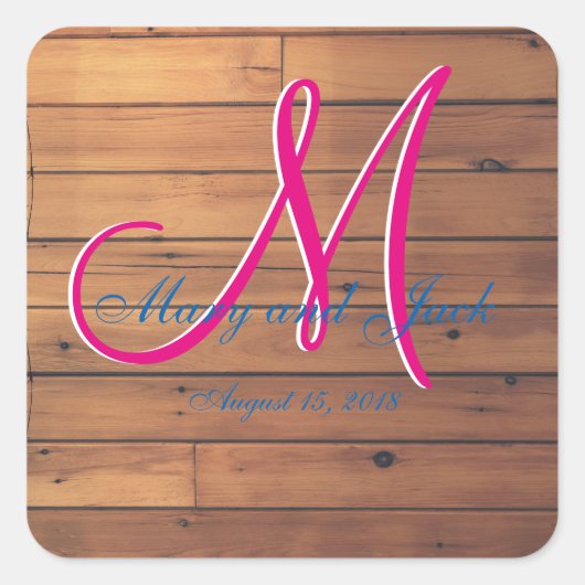 Landelijke Rustieke Ranch Schuur Muur 3D Monogram Vierkante Sticker (Voorkant)