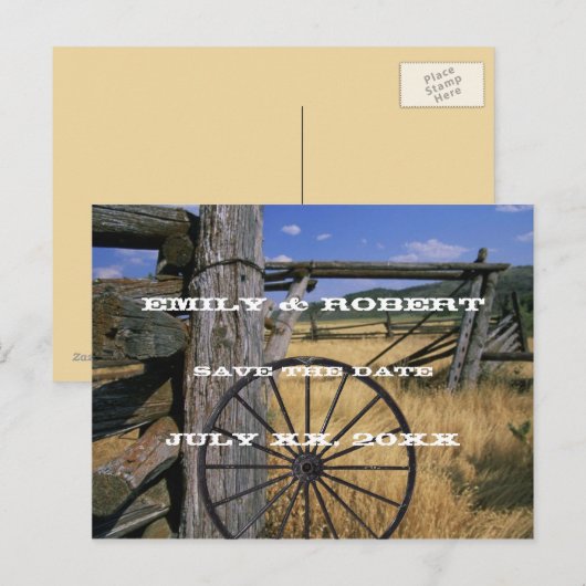 Landelijke rustieke Save the Date-ansichtkaart Aankondigingskaart (Voorkant / Achterkant)