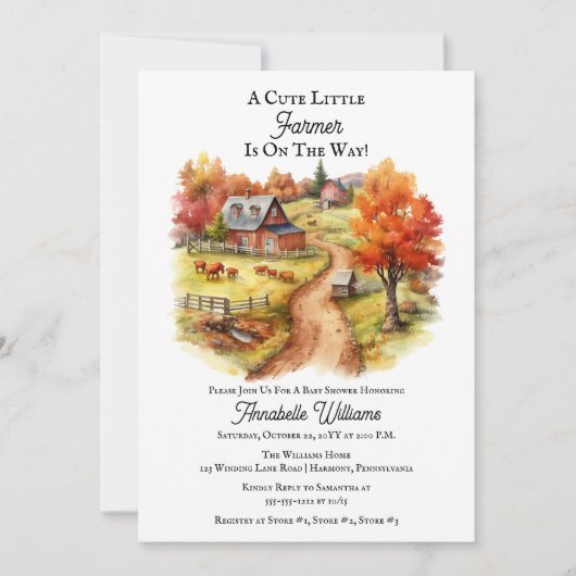 Landelijke Rustieke Schattigee Kleine Boer Baby sh Kaart (Voorkant)