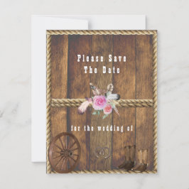 Landelijke rustieke trouwrozen paardenhoeven touw  save the date