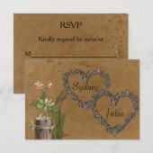 Landelijke rustieke wijnstok harten RSVP kaartje (Voorkant / Achterkant)