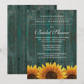 Landelijke Rustieke Zonnebloem Bruidsdouche Uitnod Kaart (Voorkant / Achterkant)