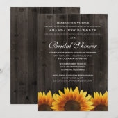 Landelijke Rustieke Zonnebloem Bruidsdouche Uitnod Kaart (Voorkant / Achterkant)