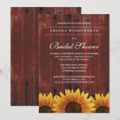 Landelijke Rustieke Zonnebloem Bruidsdouche Uitnod Kaart (Voorkant / Achterkant)