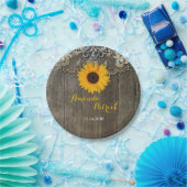 Landelijke Rustieke Zonnebloem Bruiloft Papier Bor Papieren Bordje (Feest)