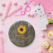 Landelijke Rustieke Zonnebloem Bruiloft Papier Bor Papieren Bordje (Feest)