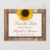 Landelijke Rustieke Zonnebloem, Bruin Hout sparen  Aankondigingskaart (Voorkant)