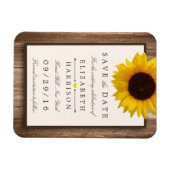 Landelijke Rustieke Zonnebloem, Bruin Hout sparen Magneet (Horizontaal)