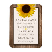 Landelijke Rustieke Zonnebloem, Bruin Hout sparen  Magneet (Verticaal)