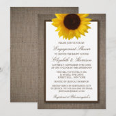 Landelijke Rustieke Zonnebloem op Burlap Verloving Kaart (Voorkant / Achterkant)