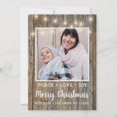 Landelijke Rustige houten lichtfoto met prettig ke Feestdagenkaart (Voorkant)