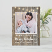 Landelijke Rustige houten lichtfoto met prettig ke Feestdagenkaart (Staand voorkant)