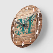 Landelijke Rustige Wood Monogram Initiaal Muurklok Ronde Klok (Hoek)
