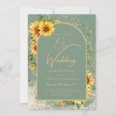 Landelijke saliegroen gele zonnebloemen bruiloft A Kaart (Voorkant)