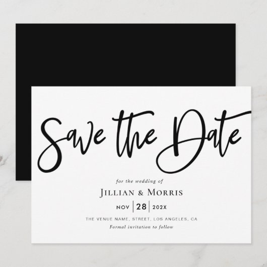 landelijke save the date uitnodiging in schrift (Voorkant / Achterkant)