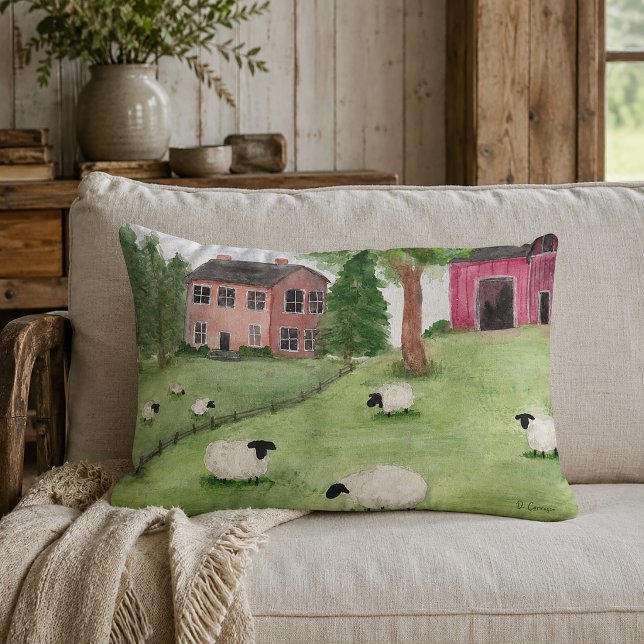 Landelijke schapen in de weide kussen (Rustic Farmhouse Throw Pillow)