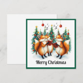 Landelijke Schattige Mooie Vos Winter Dennenbomen  Feestdagenkaart (Voorkant / Achterkant)
