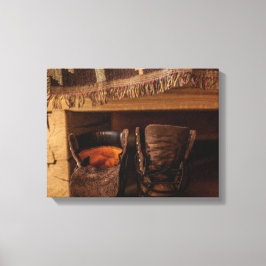 Landelijke schoenen afbeelding op canvas afdruk