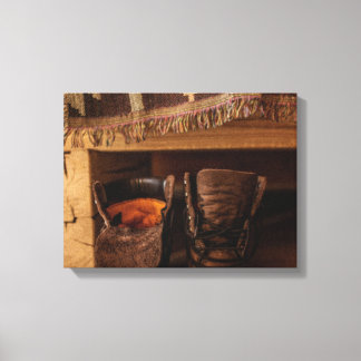 Landelijke schoenen afbeelding op canvas afdruk
