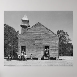 Landelijke school, 1937. Oude foto Poster