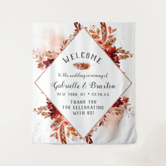 Landelijke schoonheid bloemengestelde herfst bruil wandkleed (Voorkant)