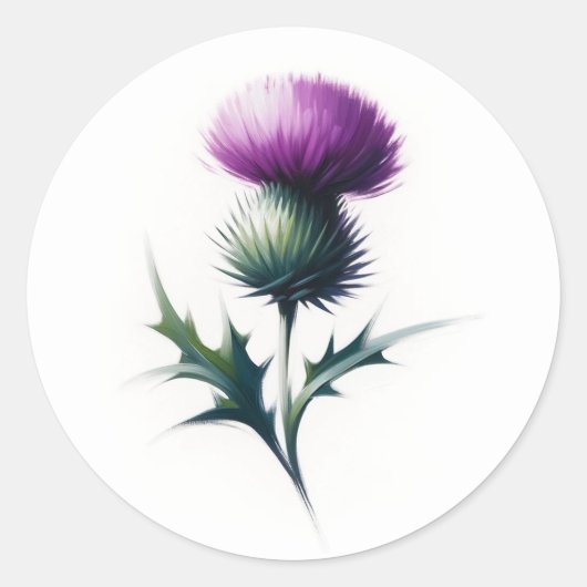 Landelijke Schotse Distel Ronde Stickers (Voorkant)