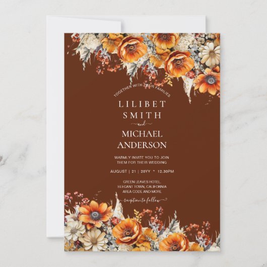 Landelijke schuur bruiloft | Herfst Autumn verbran Kaart (Voorkant)