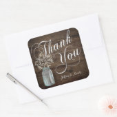 Landelijke Schuur Bruiloft Houten Metselwerk Pot B Vierkante Sticker (Envelop)