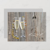 landelijke schuur hout champagne western country b uitnodiging briefkaart (Voorkant / Achterkant)