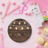 Landelijke schuur hout & stenen potten bruiloft fe papieren bordje (Feest)