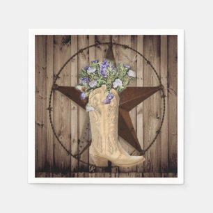 landelijke schuur hout wilde bloem cowboy western  servet