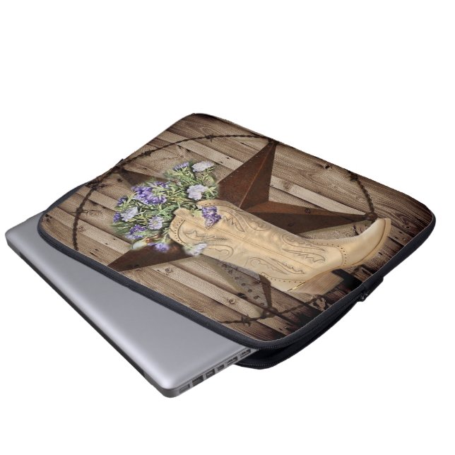 landelijke schuur hout wilde bloem westerse countr laptop sleeve (Voorkant onderkant)