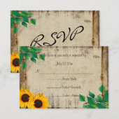 Landelijke Schuur Hout Zonnebloem RSVP Kaartje (Voorkant / Achterkant)