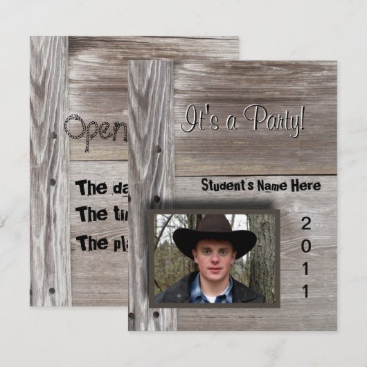 Landelijke schuur houten open huis voor afstuderen kaart (Voorkant / Achterkant)