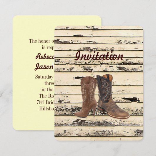 landelijke schuur houten westerse cowboy bruiloft kaart (Voorkant / Achterkant)