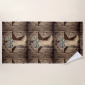 landelijke schuur houten wilde bloem western ster  strandlaken (Voorkant)