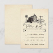 Landelijke schuur rustieke bruiloft RSVP kaarten (Voorkant / Achterkant)