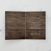 Landelijke schuur trouwdag houten metselaars pot B Bedankkaart (Binnen)