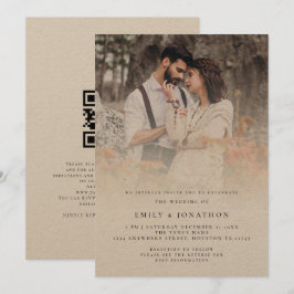 Landelijke script QR-code foto-overlay bruiloft Kaart