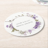 Landelijke seringen bloemenkrans bruidsfeest ronde kartonnen onderzetter (Gebogen)