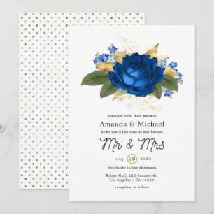Landelijke Shabby Koninklijk Blauwe en Gouden Bloe Kaart