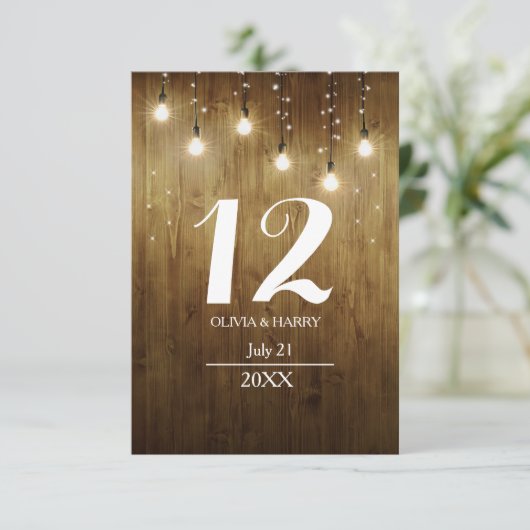 Landelijke slinger met lampjes landelijke tafel nu kaart (Staand voorkant)