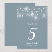 Landelijke Slingerlichten Huwelijk Tafel Nummers (Voorkant / Achterkant)