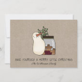 Landelijke sneeuwman en kerstmannetjes van peperko feestdagenkaart (Voorkant)